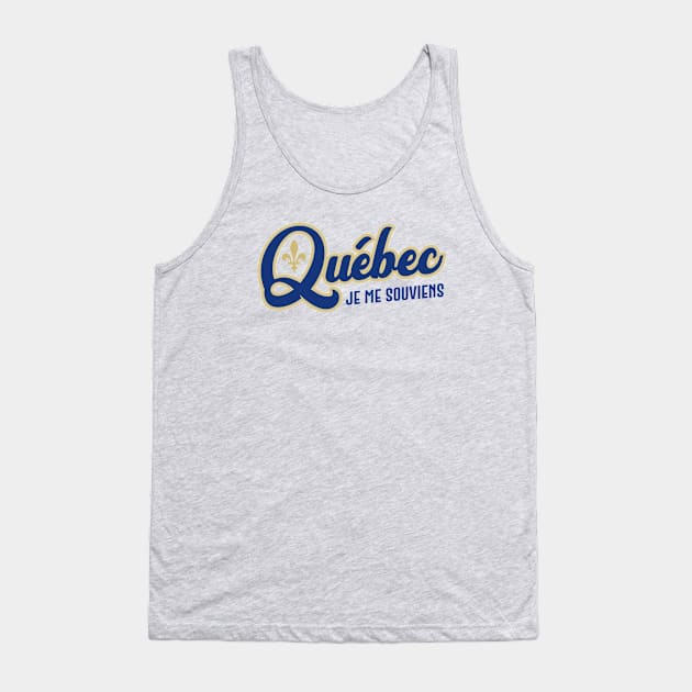 Quebec Je me souviens Canada Classic Athletic Script Blue Tank Top by TGKelly